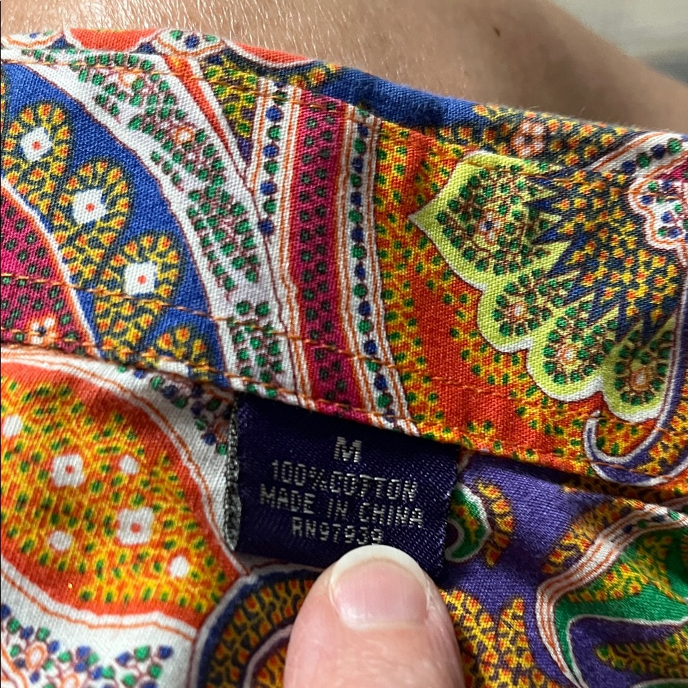 Alan Flusser Paisley long sleeve button down shirtin Purple, Orange, Green, Blue - Picture 2 of 5